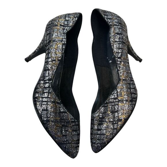 Jacques Levine Womens Pointed Toe Metallic Sparkly Pump Heels Silver Gold Size 8 - Picture 7 of 9